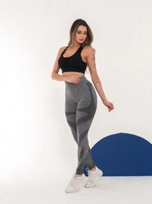 Seamless High Waist Butt Lifting Leggings Gym Sports Pants C25 - 灰色 - 查看 6