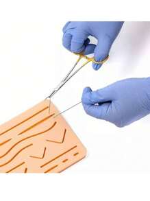 Almohadilla de sutura Simulador de piel de 3 capas Almohadilla de silicona para práctica de sutura - Champán - Ver 4