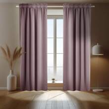 1pc Sound Insulating & Blackout Curtain, Multi-Size Available, Drawstring Design, Heat Insulation, Privacy Protection, Suitable For Bedroom, Living Room, Study, Modern Minimalist Style - Light Pink 19V - View 2