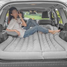 Cama inflable plegable para automóvil, colchón inflable para viajes en la parte trasera del automóvil, colchón inflable para autocaravana, sofá grueso de PVC esponjoso para camping al aire libre