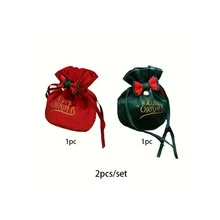 2 túi quà tặng Giáng sinh sáng tạo mới Túi nhung táo Giáng sinh Túi rút vải nỉ Ping An Guo - Đỏ + Xanh 2 chiếc - Xem 4