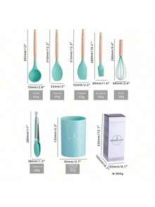 Silicone Spoons Set With Wooden Handle 12 Pieces Kitchen Utensils - 套件4 - 查看 5