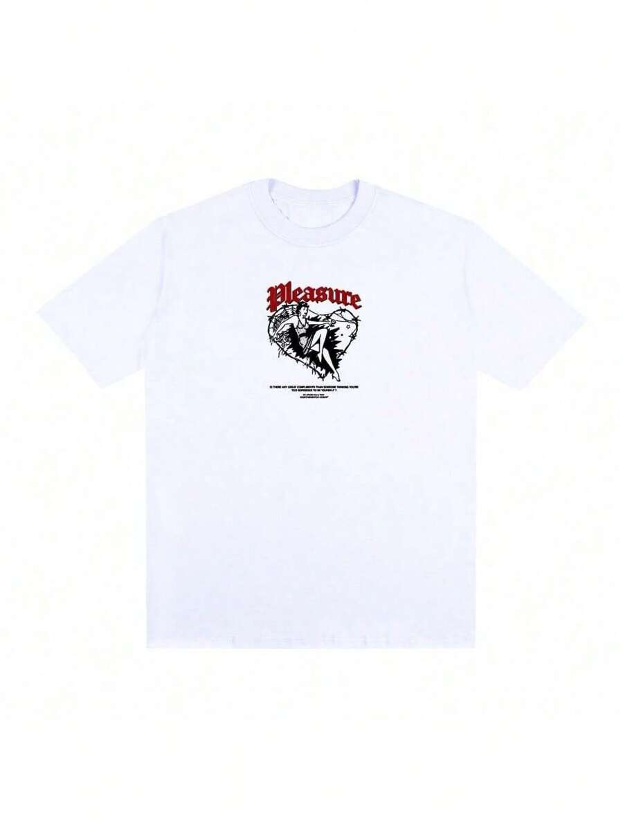 Unisex 100% Cotton Pleasure Streetwear T-Shirt New Arrival Shipping Today Plus Size - 白色 - 查看 1