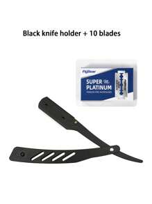 1 件不锈钢手动拇指操作剃须刀，带剃须刀架的剃须套装，复古风格剃须刀，眉毛剃须刀，可折叠双刃剃须刀片美容套装 - 彩色 - 查看 15