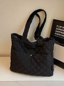 1 pièce Sac fourre-tout matelassé grande capacité mode automne et hiver pour femmes. Sac à bandoulière décontracté idéal pour le travail