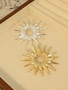 Yuan Shuo 1 件创意女士金色空心太阳形状金属胸针徽章、西装和夹克配饰别针 - 太陽形狀胸針 - 查看 6