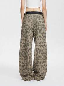 Jesienne/zimowe nowe spodnie z szerokimi nogawkami w panterkę, uniwersalne, swobodne, luźne, proste spodnie palazzo dla kobiet