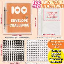 1 Set Desafío de 100 días 100 sobres- Libreta de ahorro con purpurina fina, libreta de ahorros de hojas sueltas, libro de presupuesto de efectivo, regalo - Multicolor - Ver 14