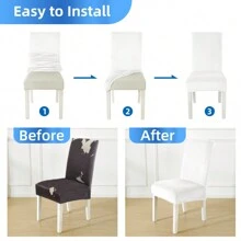 Ystyle 2 Piece Velvet High Back Chair Cover, Universal Chair Covers, Stretch Cat Scratch Resistant Chair Cover, High Back Chair Cover, Living Room Chair Cover - White - View 4