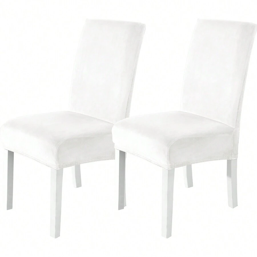 Ystyle 2 Piece Velvet High Back Chair Cover, Universal Chair Covers, Stretch Cat Scratch Resistant Chair Cover, High Back Chair Cover, Living Room Chair Cover - White - View 1