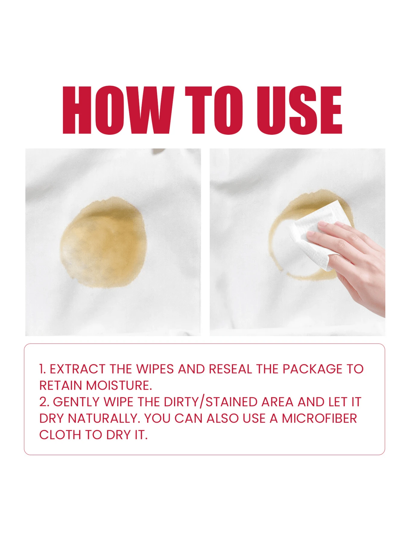 Clothes Stain Remover Wipes Gentle Cleaning Clothes Stains Remove