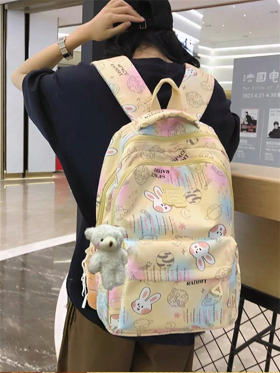 School Backpacks For Women, Beautiful Backpack, Large Capacity, Reducing The Load And Protecting The Spine, Light And Soft - Màu vàng - Xem 1
