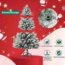 LILIIN Kunstlicher Weihnachtsbaum 150 cm 180 cm 210 cm Premium Tannenbaum Künstlich mit Schnee-Effekt und Beleuchtung LED Warmes Weiß Naturgetreuer Christbaum mit Metallständer für Weihnachten-Dekoration - 150 cm - Übersicht 4