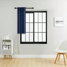 1pc/2pcs Adjustable Size Pinch Pleat/Rod Pocket Blackout Curtain Panel Set/Room Darkening Solid Color Thermal Insulated Curtains For Living Room, Office, Bedroom, Short Size Suitable For Kitchen - Navy Blue - View 22