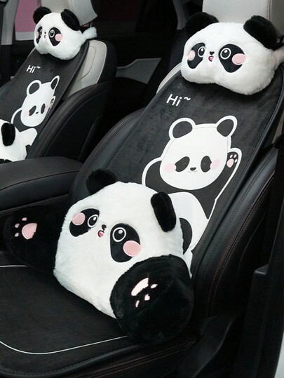 1 pezzo Cuscino per poggiatesta d'auto, carino e comodo, a forma di panda, cuscino per sedile d'auto, cuscino per il collo d'auto, cuscino per auto