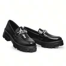 Women's Tractor Moccasin Black Chain Veniz Matte Comfortable - 彩色 - 查看 2