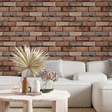 3D Effect Adhesive Wallpaper Aged Brown Brick Mineiro Bedroom Living Room 1m X 50cm - 彩色 - 查看 5