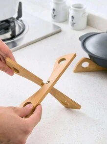 2Pcs Bamboo Heat-Resistant Bowl Pot Holders & Trivet Coasters - Khaki - View 3