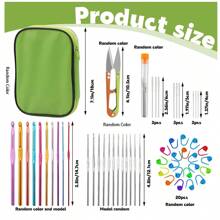 EDCUEBE7 54pcs Multi-Color Premium Crochet Hook Set, Ergonomic Knitting Needle Set With Storage Box, Sewing Needle, Stitch Marker For DIY Handcraft, Suitable For Beginners (Random Color For Storage Bag, Markers, Scissors) - Multicolor - View 9