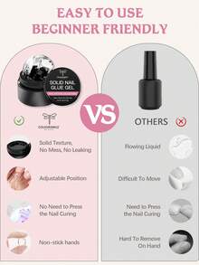 COLOURSMILE 15g Solid Nail Glue, Suitable For Soft Gel Nail Stickers, Strong Transparent Acrylic Nail Stickers, Press-On Fake Nails, Hard Gel Nail Glue, For DIY Manicure, Home UV Lamp Curing - Clear - View 7