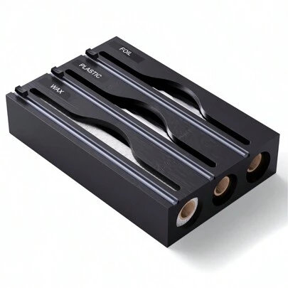 1 st bambu plastfoliedispenser, bambu köksarrangör, aluminiumfolie och plastfolie förvaringslåda, lämplig för kök