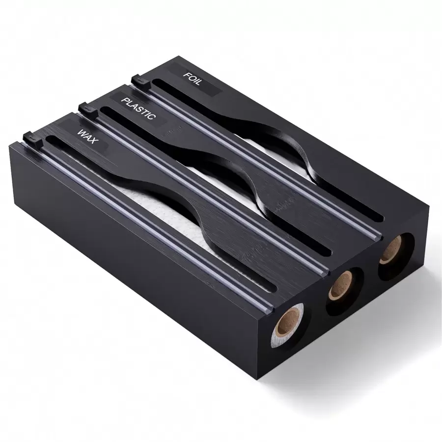 1 件竹制保鲜膜分配器，竹制厨房收纳盒，铝箔和保鲜膜储物盒，适用于厨房