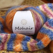 1 Pc 25g Multicolor Gradient Mohair Yarn, Fio Único Tingido à Mão para Suéteres de Tricô DIY, Cachecóis, Xales, Almofadas e Outras Peças de Vestuário