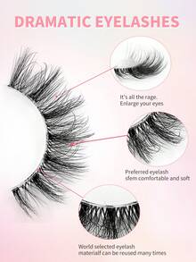 ENCHUW 5 对假睫毛自然睫毛带透明带纤细丝滑假睫毛狐狸眼睫毛适合日常佩戴 - 黑色 - 查看 3