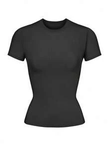 Vaiaye Women's Casual Solid Color Short Sleeve Christmas T-Shirt