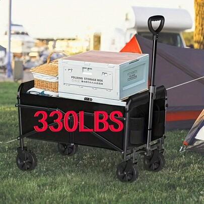 Collapsible Heavy Duty Foldable Wagon Shopping Beach Garden Pull Trolley Collapsible Folding Outdoor Portable Utility Cart Outdoor Decor