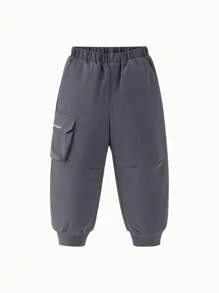 mini bala Boys' And Girls' Wind Proof Three-Proof Pants 2024 Fall/Winter New Collection - Grey - View 4