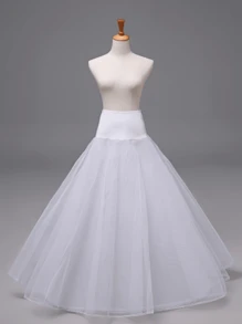 1 st. Dames Wit & Zwart A-lijn Elastische Stalen Hoepel Dubbellaags Ruffle Taille Bustier Baljurk Petticoat Tutu Rok Voor Bruiloft, Feest, Uitvoering