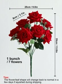 1 束情人节玫瑰花人造玫瑰花丝绒玫瑰丝绸玫瑰逼真仿红玫瑰花束用于婚礼派对家居装饰情人节礼物送给她生日礼物送给女士、情人节、毕业礼物 - 紅色 - 查看 2