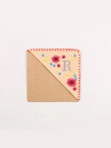 1 pieza, Punto de libro de esquina personalizado bordado a mano, 26 letras bordadas a mano en fieltro, punto de libro de bordado de flor linda para amantes de la lectura, regalo significativo, vuelta al colegio