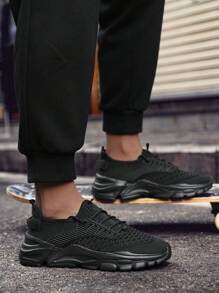 Plus Size Men Sports Shoes, Fashion Anti-Skid Cushioned Lightweight Durable Lace-Up Casual Shoes For Outdoor, Daily Wear, Jogging, Fitness, And Running