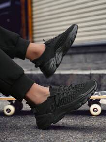 Plus Size Men Sports Shoes, Fashion Anti-Skid Cushioned Lightweight Durable Lace-Up Casual Shoes For Outdoor, Daily Wear, Jogging, Fitness, And Running