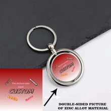 Customizable Rotating Double-Sided Round Photo Keychain, Zinc Alloy Material, Perfect For Christmas Gift, Family, Friends, And Pets