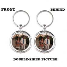 Customizable Rotating Double-Sided Round Photo Keychain, Zinc Alloy Material, Perfect For Christmas Gift, Family, Friends, And Pets