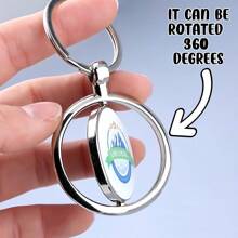 Customizable Rotating Double-Sided Round Photo Keychain, Zinc Alloy Material, Perfect For Christmas Gift, Family, Friends, And Pets