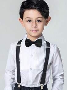 儿童吊带和领结套装，学生西装领结夹裤子吊带，婴儿和儿童可调节吊带夹，适合婚礼派对生日 - 彩色 - 查看 4