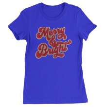 Merry & Bright Chenille Glitter  Womens T-Shirt - Navy Blue - View 9