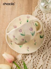 choxila 8pcs V01 Manual Coffee Maker Set, Includes 400ml Glass Carafe, Purple Ceramic Filter Cup, Coffee Cups & Saucers, 100pcs V01 Filter Papers, Coffee Mat, 50g Filler Paper, Purple Storage Bag, Holiday Gift For Family And Friends - Purple - View 9