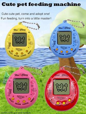 Elektronische Pet Game Handheld Retro Game Console, 168-in-1 Games, Zwart-wit Scherm, Sleutelhanger Hanger Decor, Virtueel Huisdier, Cadeau Voor Tieners, Studenten, Kantoorpersoneel, Inclusief Batterij