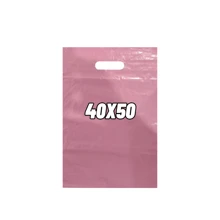 100 Plastic Bags 40x50 Clown Mouth Small Bags For Stores Open Handles - Baby Pink - View 1