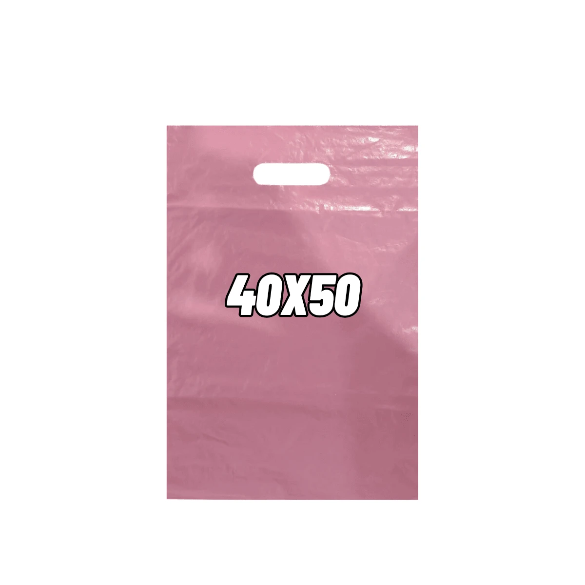 100 Plastic Bags 40x50 Clown Mouth Small Bags For Stores Open Handles - Baby Pink - View 1
