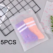5 件/套哑光可爱卡通拉链收纳袋，旅行衣物整理包装袋，适用于 - 彩色 - 查看 10