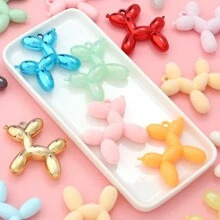 5pcs/Pack Assorted Acrylic Puffy Dog Pendant, Flocked Furry, Solid Color, Electroplated Metal, Jelly, Plated Colorful Puffy Dog Charms For DIY Phone, Key Chain, Necklace, Hair Accessory, Earrings Decoration Accessories