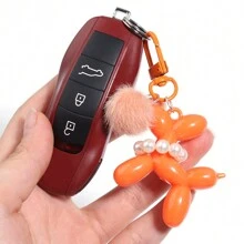 5pcs/Pack Assorted Acrylic Puffy Dog Pendant, Flocked Furry, Solid Color, Electroplated Metal, Jelly, Plated Colorful Puffy Dog Charms For DIY Phone, Key Chain, Necklace, Hair Accessory, Earrings Decoration Accessories