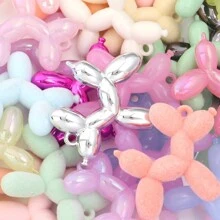 5pcs/Pack Assorted Acrylic Puffy Dog Pendant, Flocked Furry, Solid Color, Electroplated Metal, Jelly, Plated Colorful Puffy Dog Charms For DIY Phone, Key Chain, Necklace, Hair Accessory, Earrings Decoration Accessories