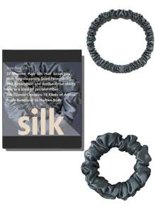 2条装 100% 天然真丝纯色发圈 高品质发绳（22姆米） 女士大号发圈 发饰 宽度（1厘米、2厘米） 马尾辫、发圈、发绳、发球 头饰